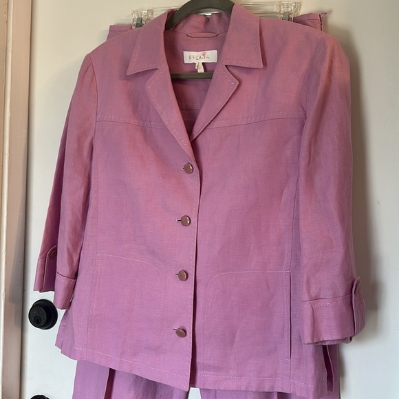Escada lilac linen set size 40 Jacket size 42 pants - Picture 2 of 11